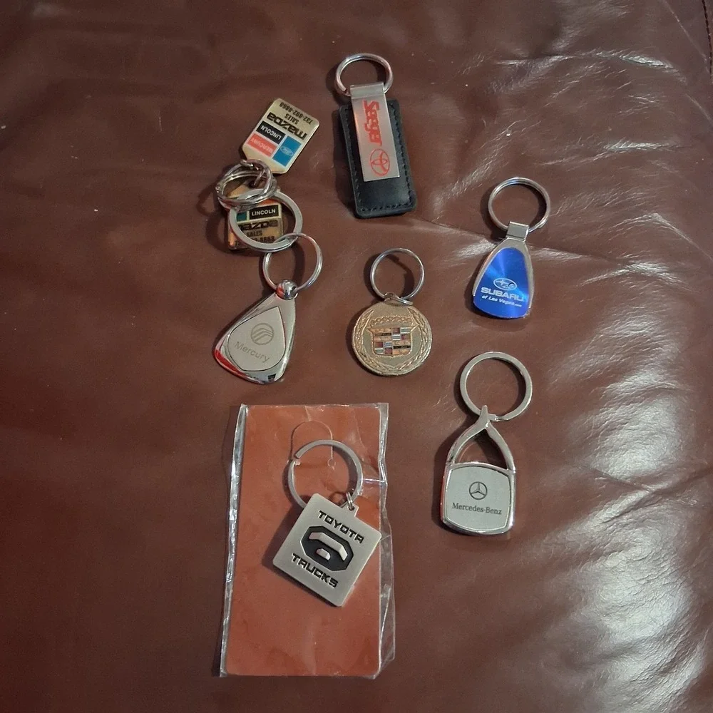 Vtg Collectible Automotive Keychain Dealership Lot Benz Cadillac Etc